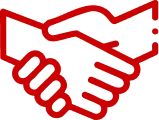 red hand shake icon