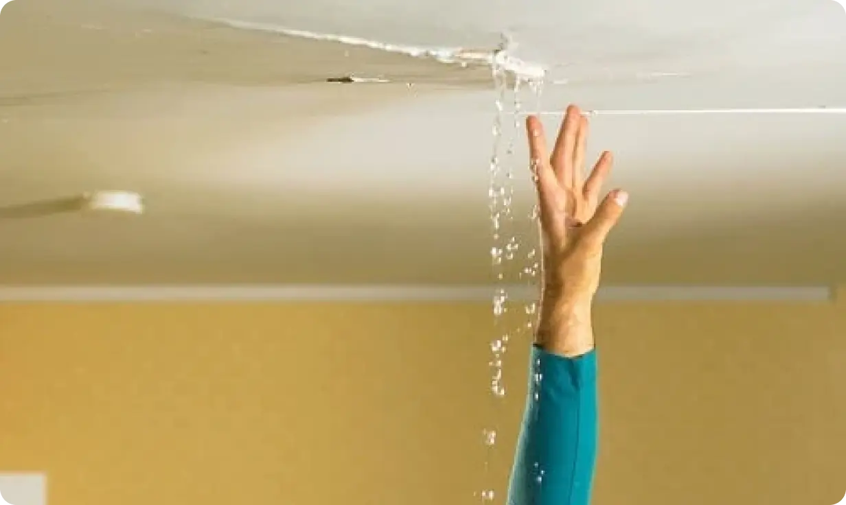 an image of a hand reaching the ceiling because of water dripping