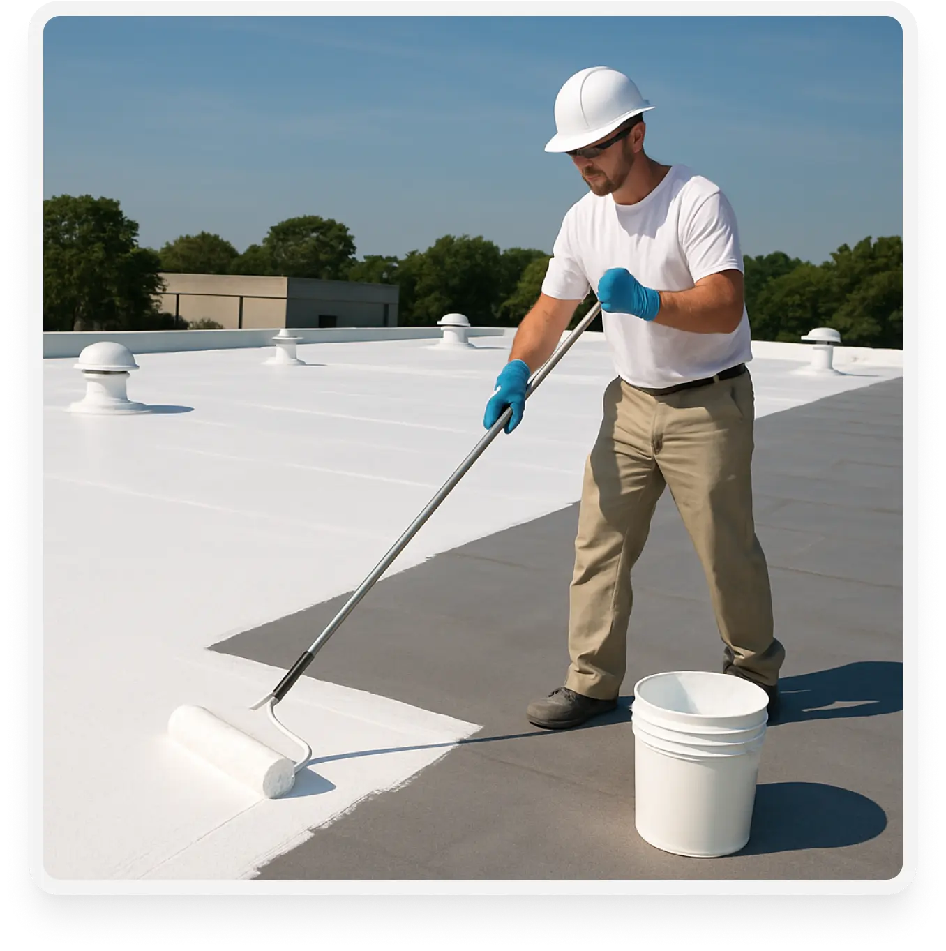 an image of a man applying Elastomeric & Acrylic Coatings