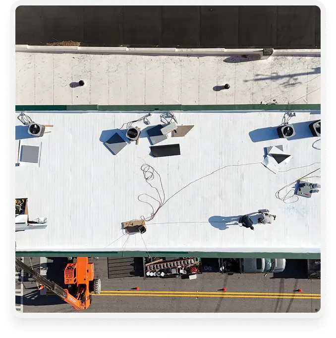 an image of a commercial roofing being fixed