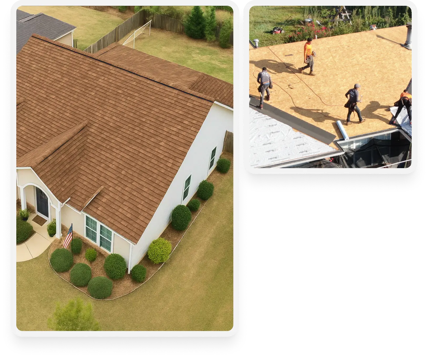 a house with a well done brown roof - before and after image